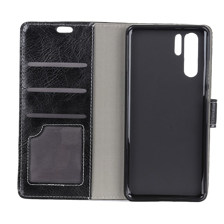 Crazy Horse Texture PU Leather Magnetic Stand Wallet Phone Casing for Huawei P30 Pro - Black-3