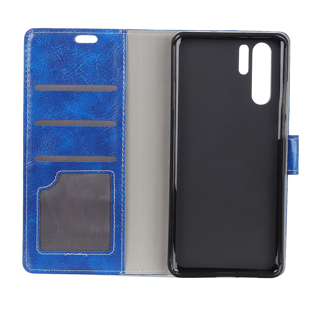 Crazy Horse Texture PU Leather Magnetic Stand Wallet Shell for Huawei P30 Pro - Blue-3