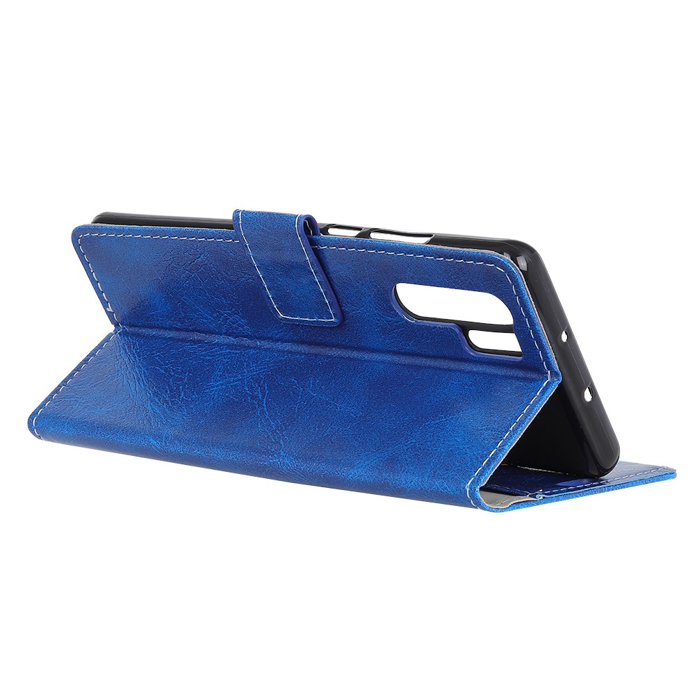 Crazy Horse Texture PU Leather Magnetic Stand Wallet Shell for Huawei P30 Pro - Blue-4