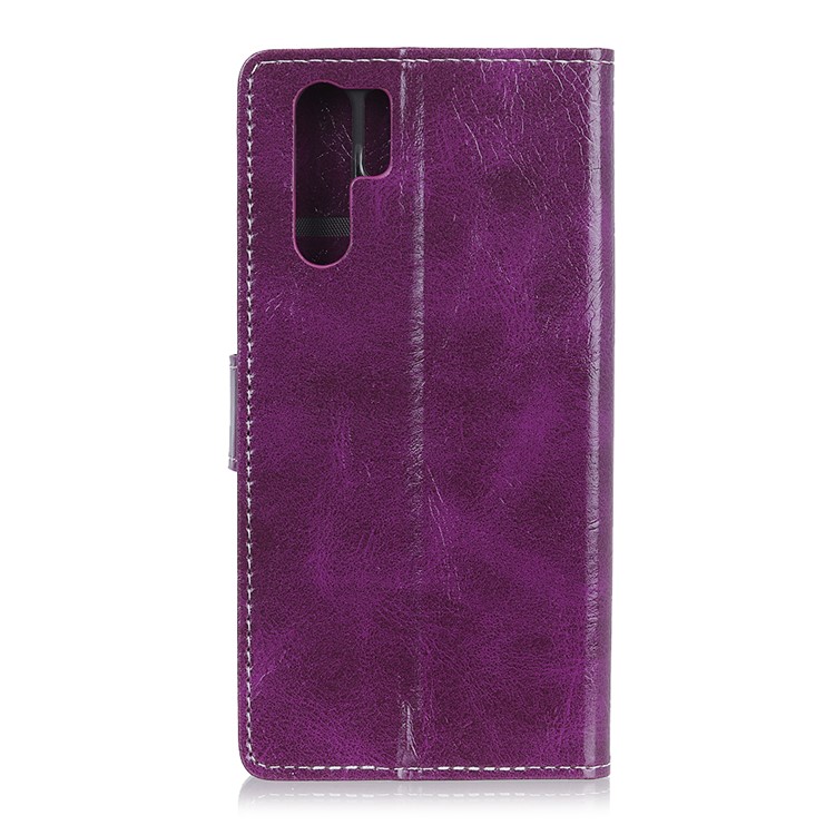 Crazy Horse Texture PU Leather Magnetic Wallet Stand Casing for Huawei P30 Pro - Purple-2