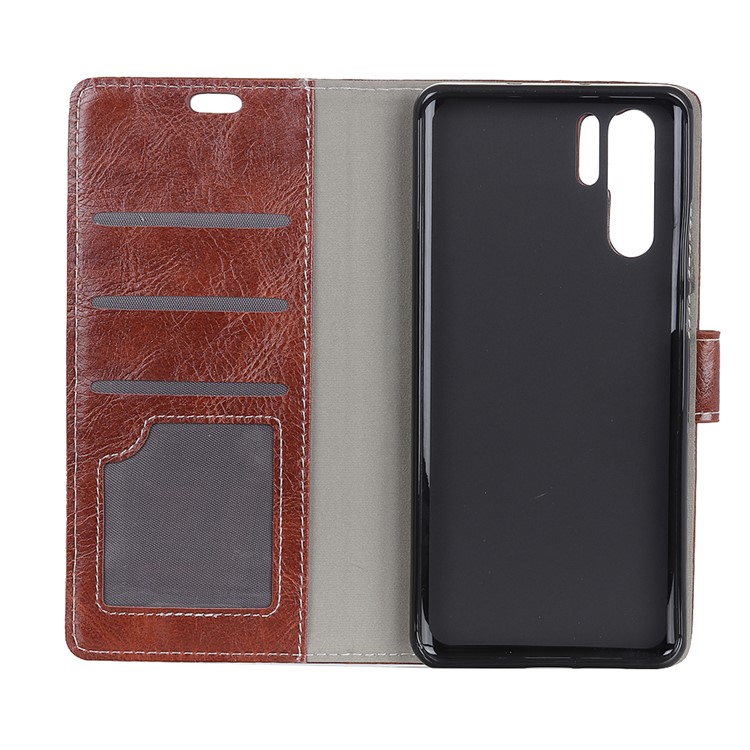 Crazy Horse Texture PU Leather Wallet Magnetic Stand Casing for Huawei P30 Pro - Brown-3
