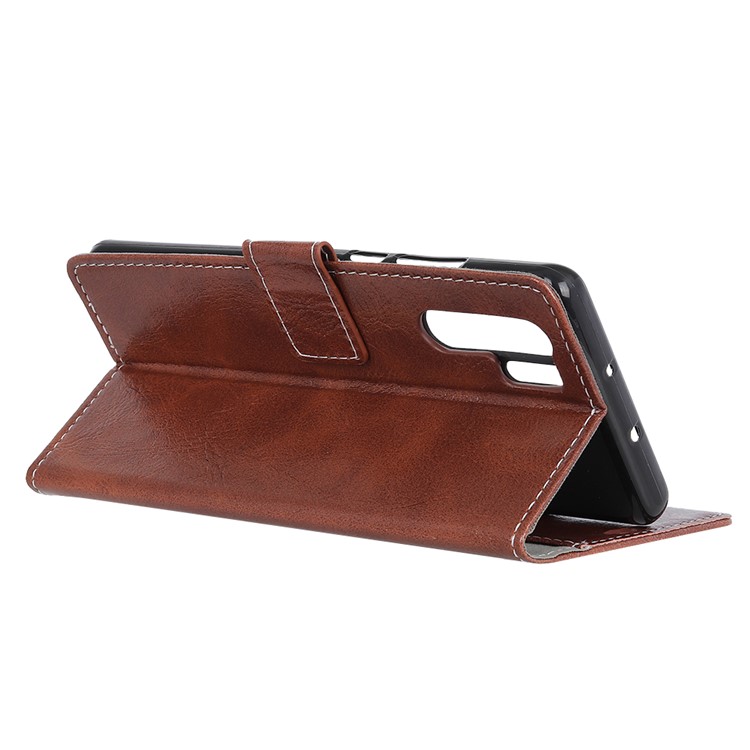 Crazy Horse Texture PU Leather Wallet Magnetic Stand Casing for Huawei P30 Pro - Brown-4