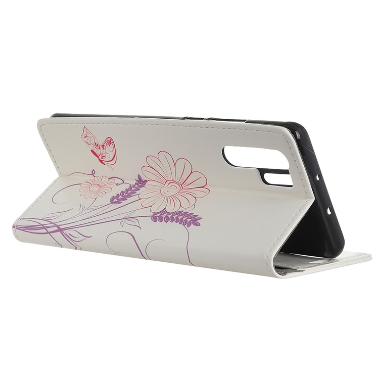 Pattern Printing PU Leather Wallet Case for Huawei P30 Pro - Butterfly and Flower-3