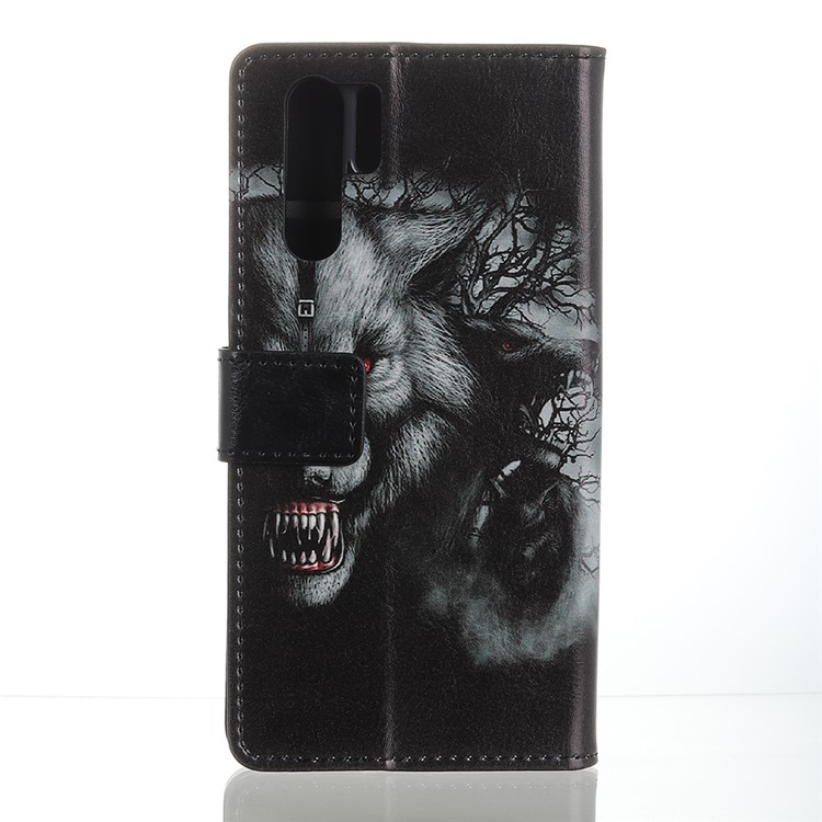 Pattern Printing PU Leather Phone Cover with Card Slots for Huawei P30 Pro - Fierce Wolf-2