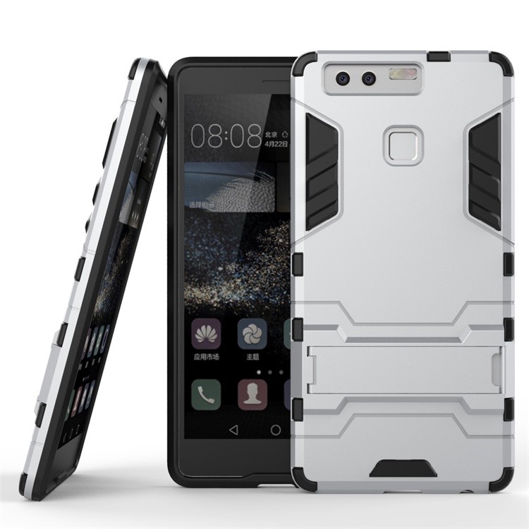 Cool Design Plastic + TPU Shell Case Cover for Huawei P9 - Silver-2