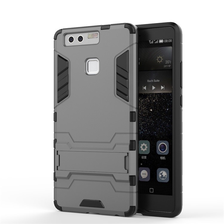 Cool Design Hybrid Plastic + TPU Shell Case for Huawei P9 - Grey-1
