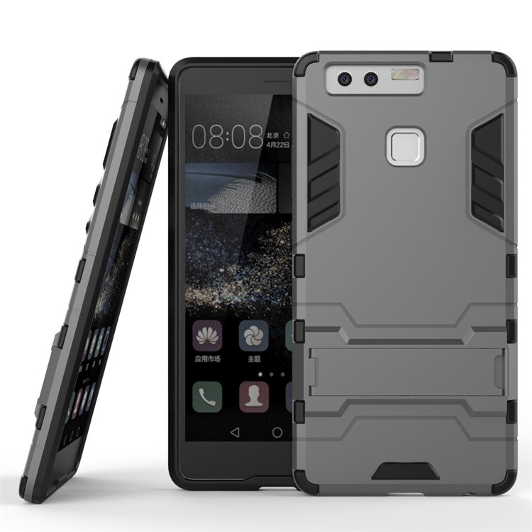Cool Design Hybrid Plastic + TPU Shell Case for Huawei P9 - Grey-2