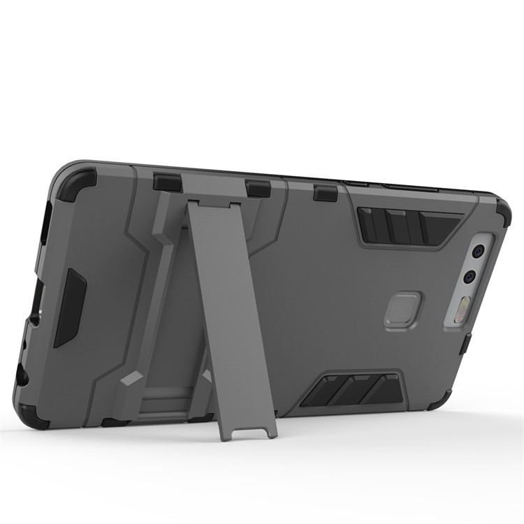 Cool Design Hybrid Plastic + TPU Shell Case for Huawei P9 - Grey-3