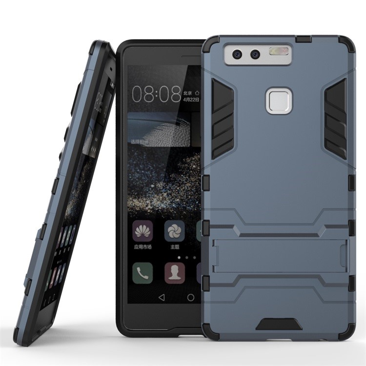 Cool Design Plastic + TPU Shield Cover for Huawei P9 - Dark Blue-2