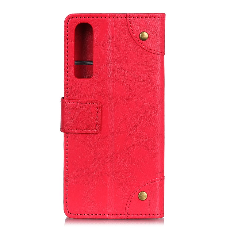 Cartera De Cuero Estilo Retro Para Huawei P30. - Rojo-6