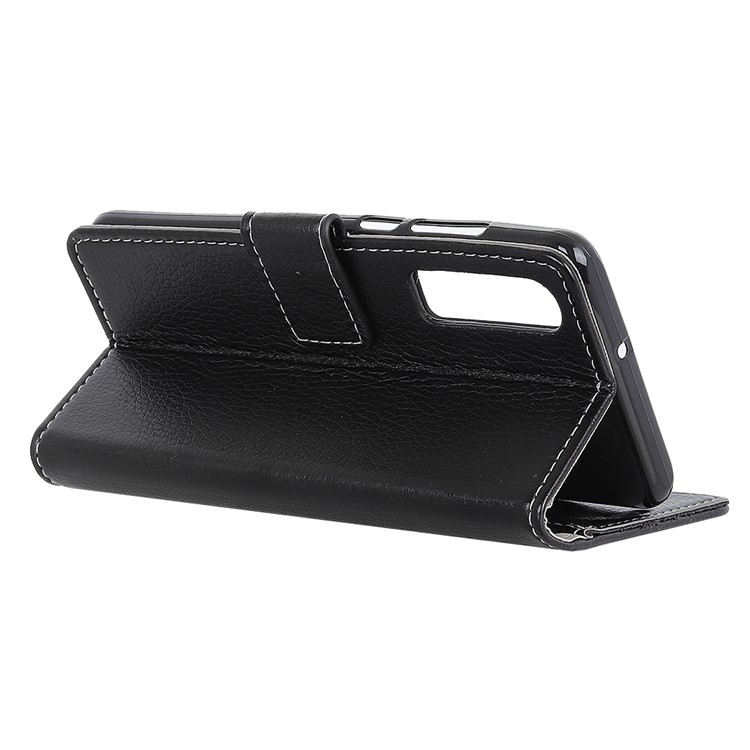Litchi Texture Wallet Stand Leather Phone Casing for Huawei P30 - Black-4