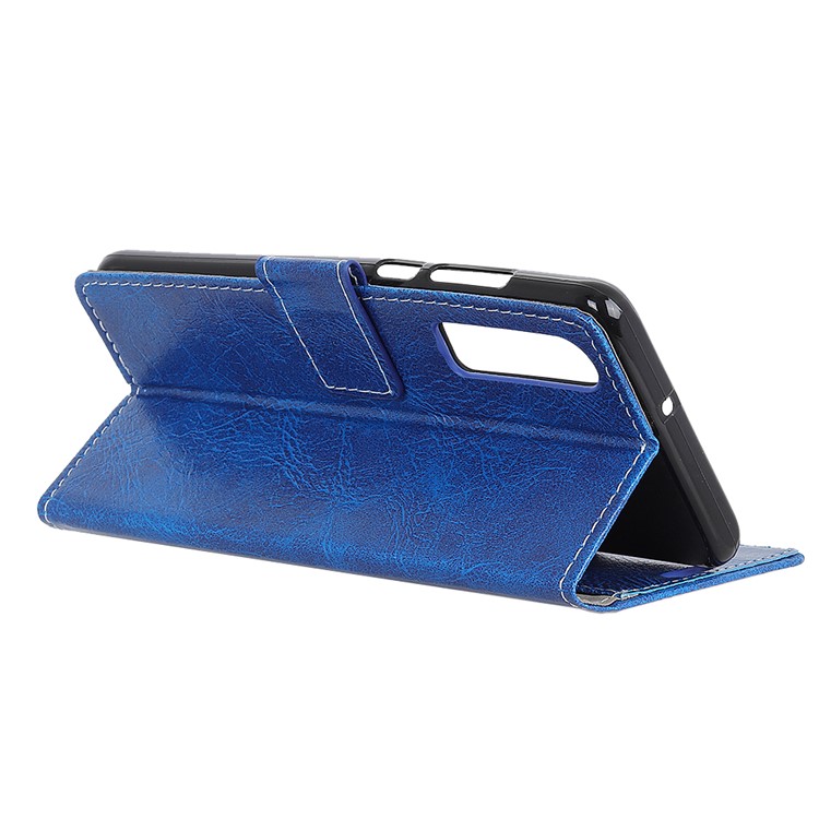 Crazy Horse Texture PU Leather Magnetic Stand Wallet Mobile Case for Huawei P30 - Blue-4
