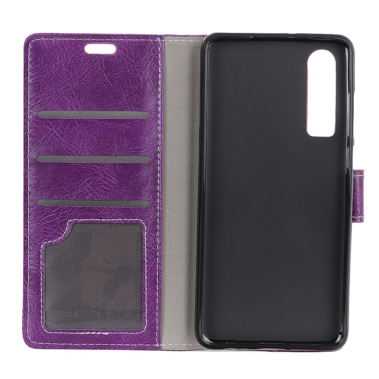 Crazy Horse Texture PU Leather Magnetic Stand Wallet Shell for Huawei P30 - Purple-3