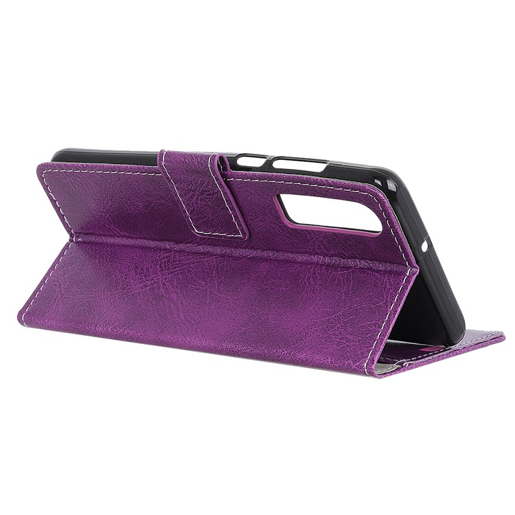 Crazy Horse Texture PU Leather Magnetic Stand Wallet Shell for Huawei P30 - Purple-4