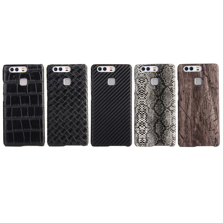 For Huawei P9 Leather Coated PC Hard Phone Cover - Snake Texture-5
