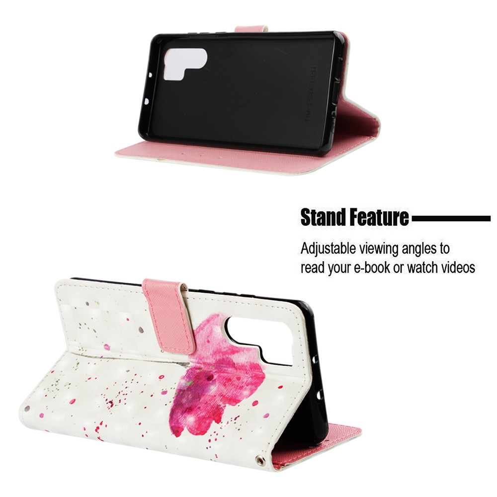 Pattern Printing Light Spot Decor Stand Leather Wallet Casing for Huawei P30 Pro - Red Flower-4