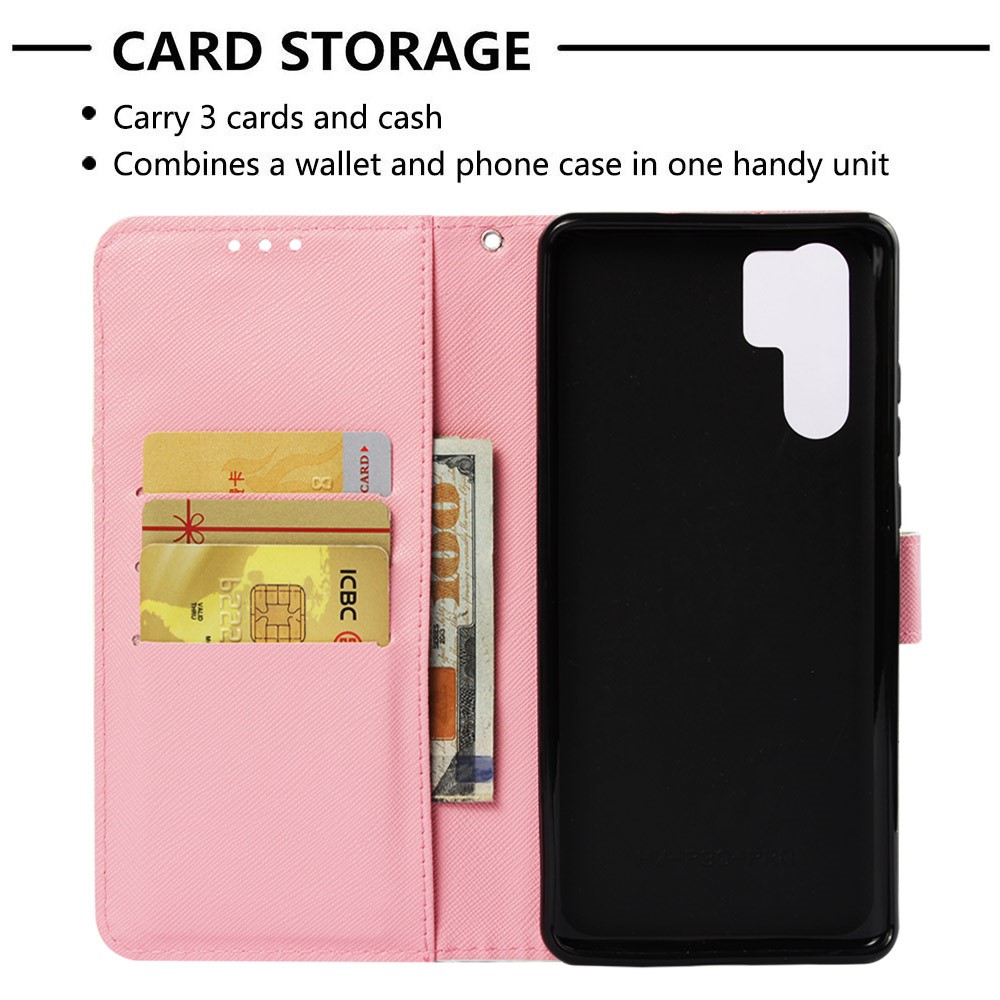 Pattern Printing Light Spot Decor Stand Leather Wallet Casing for Huawei P30 Pro - Red Flower-5