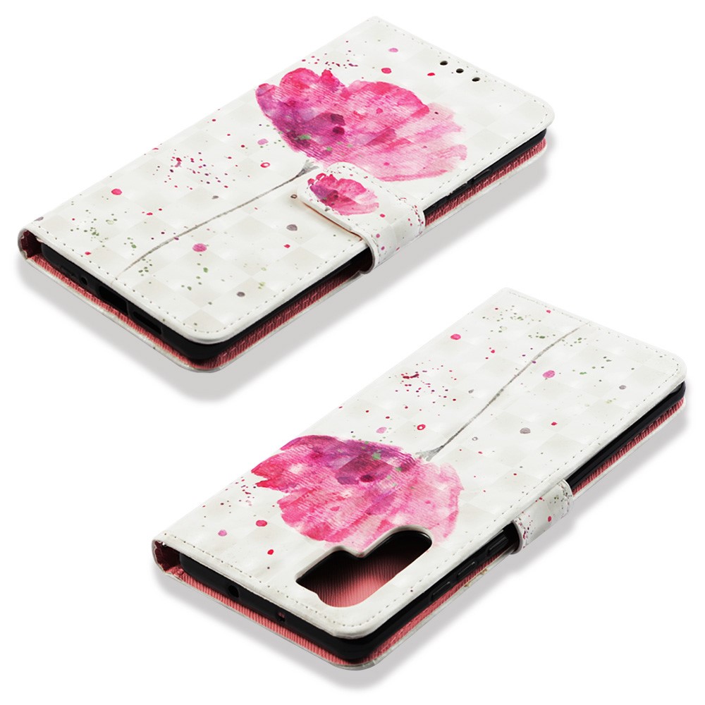 Pattern Printing Light Spot Decor Stand Leather Wallet Casing for Huawei P30 Pro - Red Flower-6
