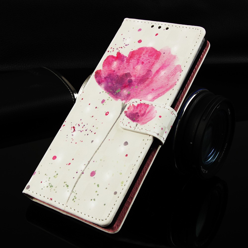 Pattern Printing Light Spot Decor Stand Leather Wallet Casing for Huawei P30 Pro - Red Flower-8