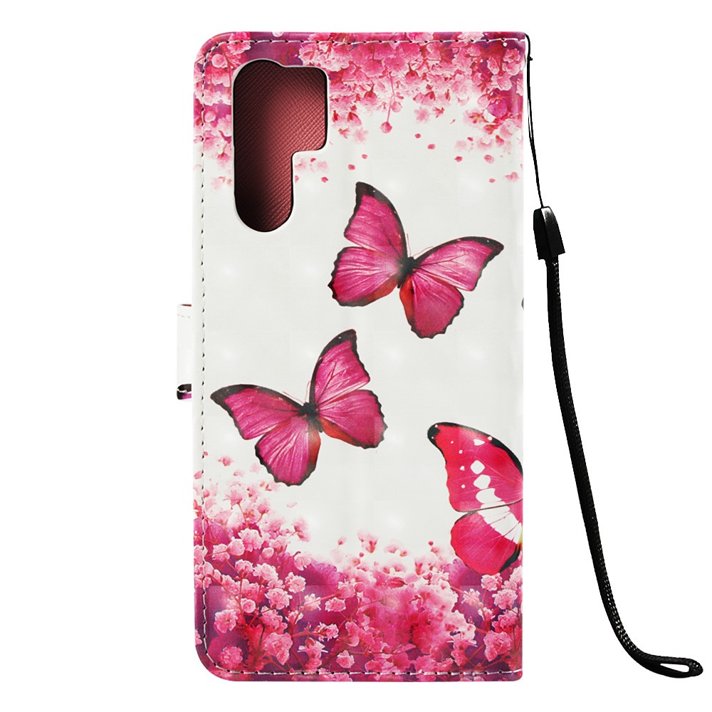 Muster-Druck-Licht-Spot-Dekor-Stand-Leder-Brieftasche Flip-Gehäuse Für Huawei P30 Pro - Roter Schmetterling.-3