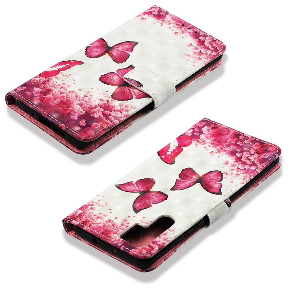 Pattern Printing Light Spot Decor Stand Leather Wallet Flip Casing for Huawei P30 Pro - Red Butterfly-6