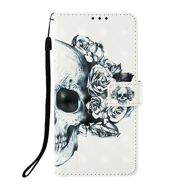 Pattern Printing Light Spot Decor Stand Leather Wallet Protective Cover for Huawei P30 Pro - Rose Skull-2