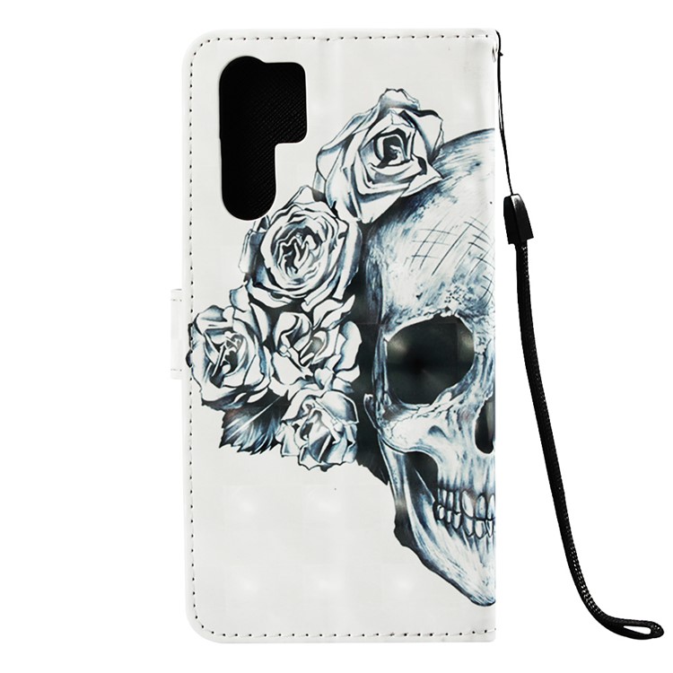 Pattern Printing Light Spot Decor Stand Leather Wallet Protective Cover for Huawei P30 Pro - Rose Skull-3
