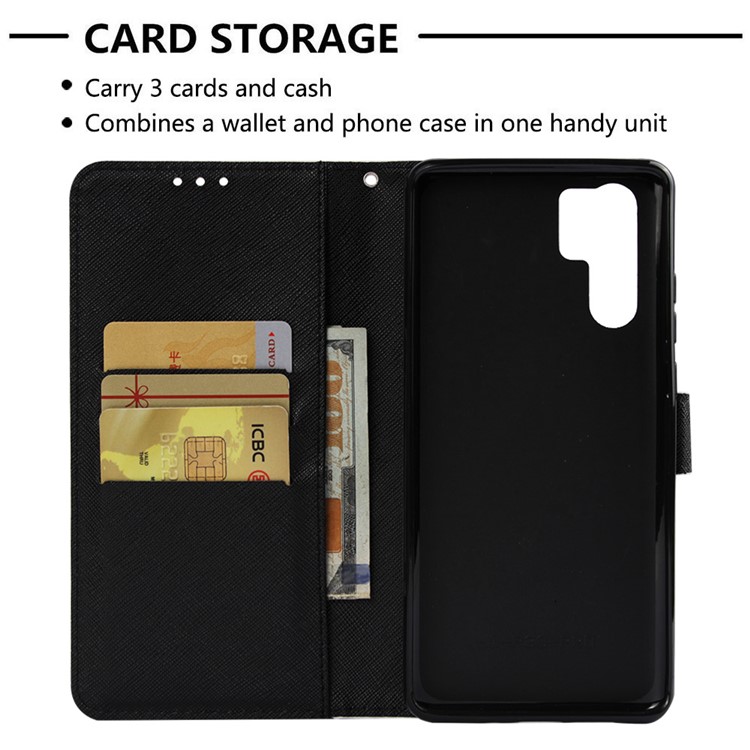 Pattern Printing Light Spot Decor Stand Leather Wallet Protective Cover for Huawei P30 Pro - Rose Skull-5