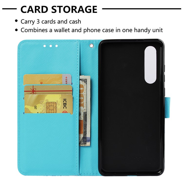 Pattern Printing Light Spot Decor Stand Leather Wallet Case for Huawei P30 - Flowered Skull-5