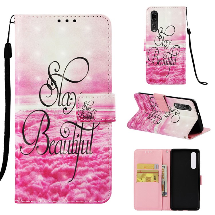 Pattern Printing Light Spot Decor Stand Leather Wallet Shell for Huawei P30 - Stay Beautiful-1