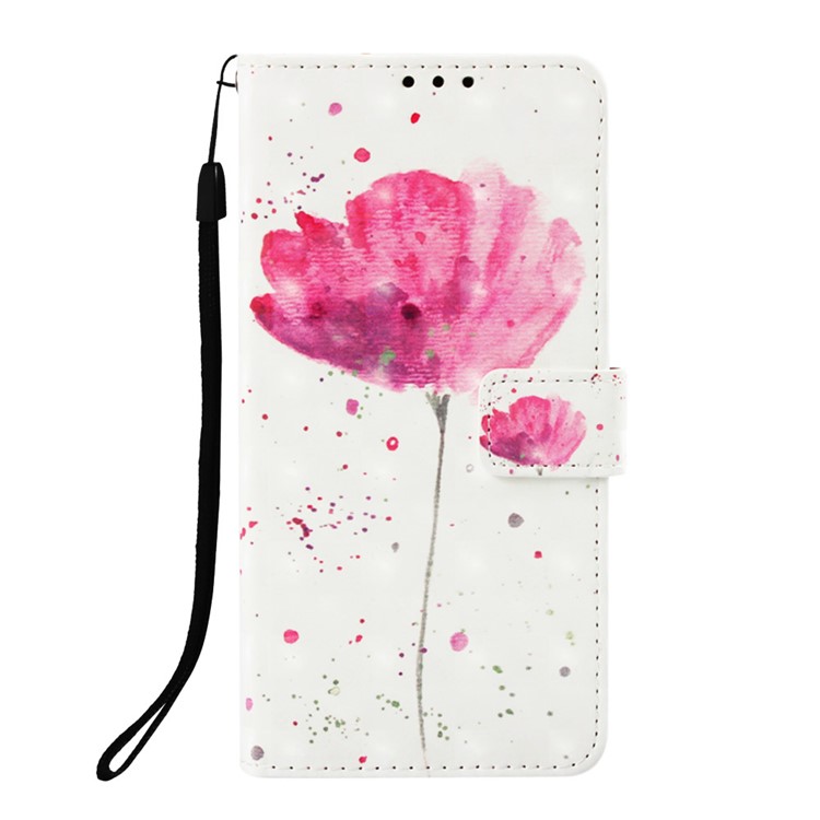Pattern Printing Light Spot Decor Stand Leather Wallet Mobile Phone Cover for Huawei P30 - Red Flower-2