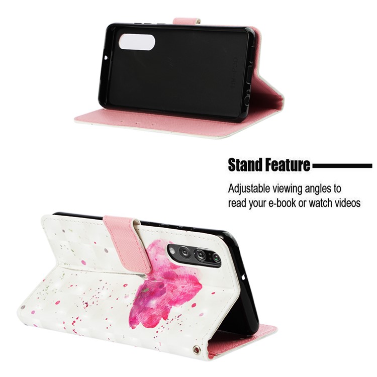 Pattern Printing Light Spot Decor Stand Leather Wallet Mobile Phone Cover for Huawei P30 - Red Flower-4