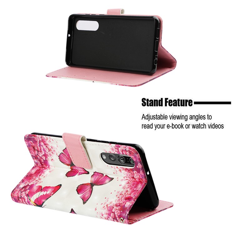 Pattern Printing Light Spot Decor Stand Leather Wallet Flip Case for Huawei P30 - Red Butterfly-4