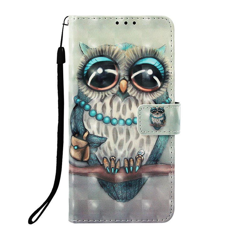 Pattern Printing Light Spot Decor Stand Leather Wallet Flip Shell for Huawei P30 - Owl-2