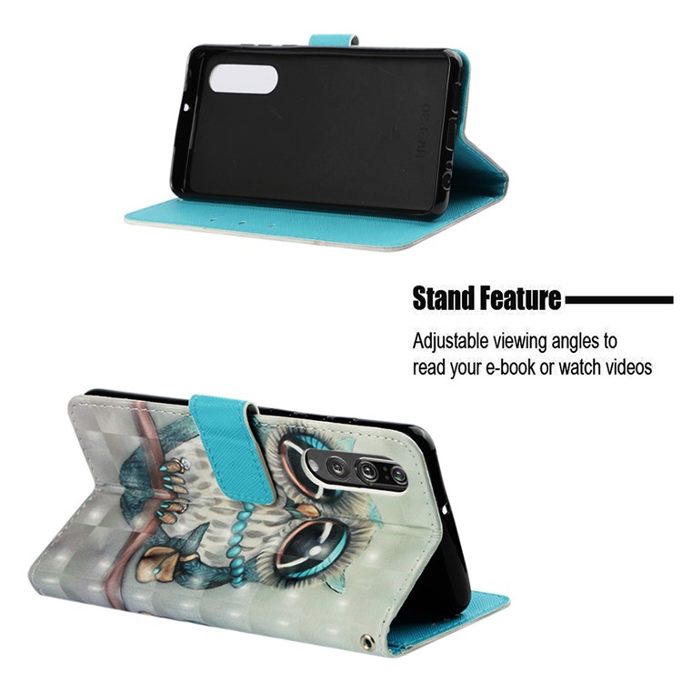Pattern Printing Light Spot Decor Stand Leather Wallet Flip Shell for Huawei P30 - Owl-4
