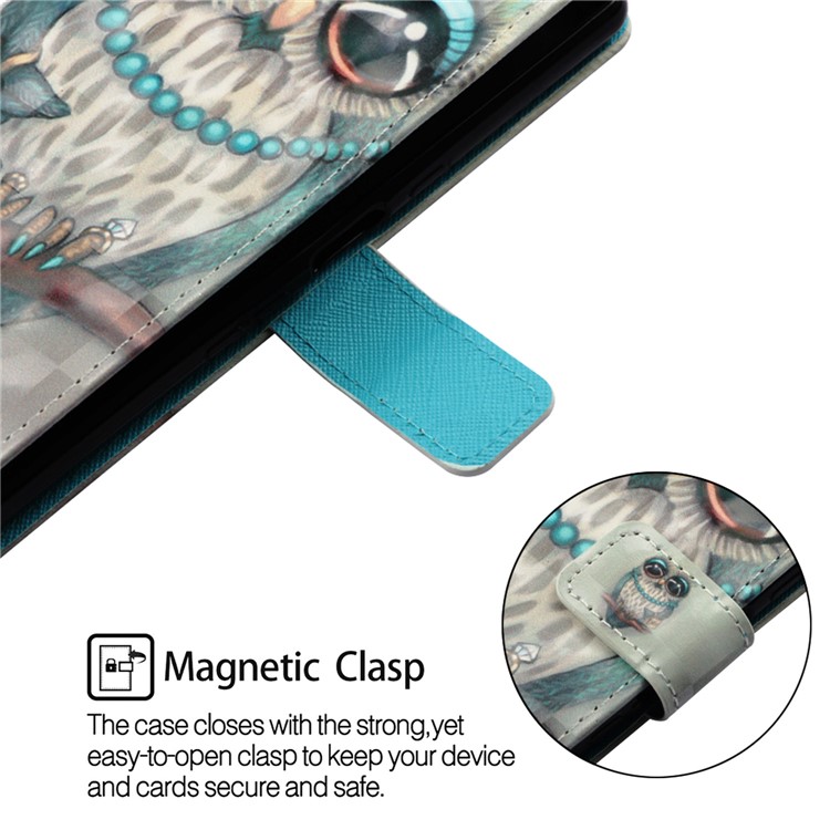 Pattern Printing Light Spot Decor Stand Leather Wallet Flip Shell for Huawei P30 - Owl-7