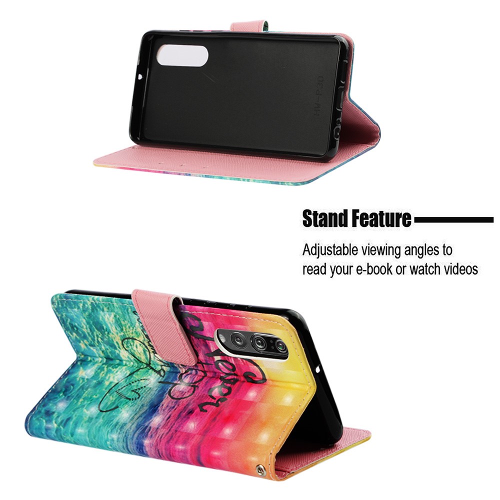 Pattern Printing Light Spot Decor Stand Leather Wallet Protective Shell for Huawei P30 - Never Stop Dreaming-4