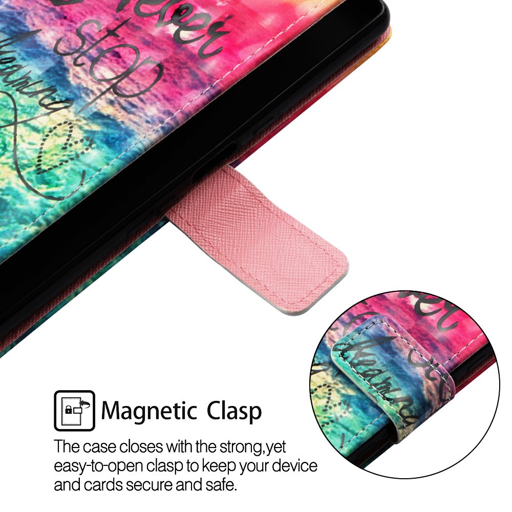 Pattern Printing Light Spot Decor Stand Leather Wallet Protective Shell for Huawei P30 - Never Stop Dreaming-7