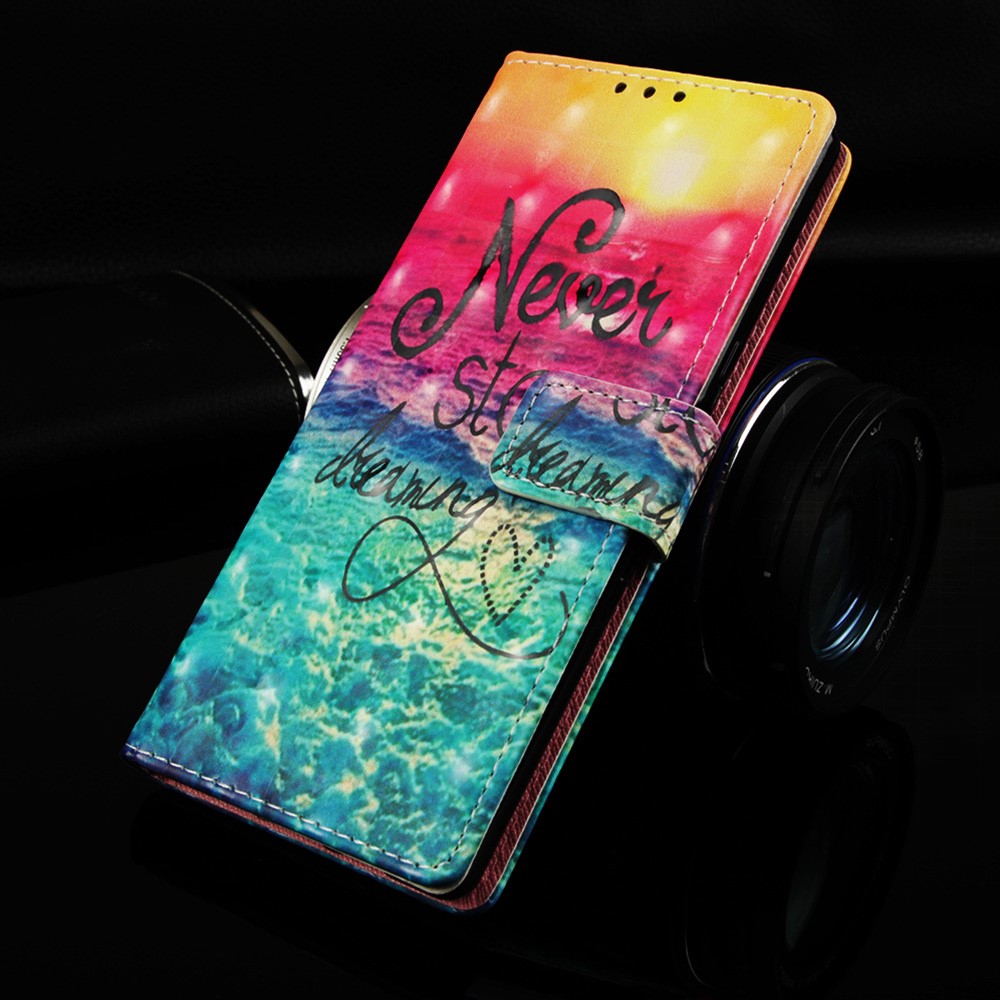 Pattern Printing Light Spot Decor Stand Leather Wallet Protective Shell for Huawei P30 - Never Stop Dreaming-8