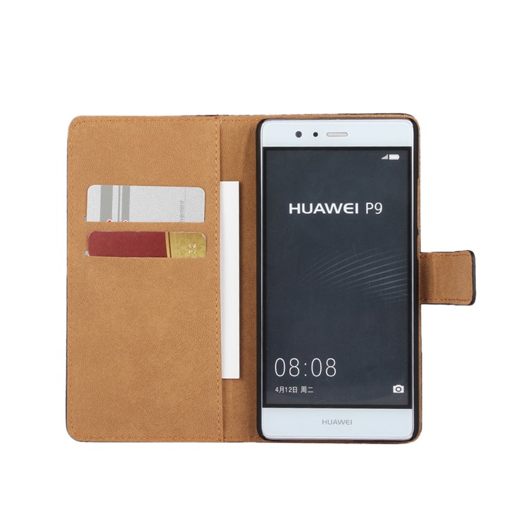 Original Split Ledertasche Für Huawei P9 - Schwarz-9