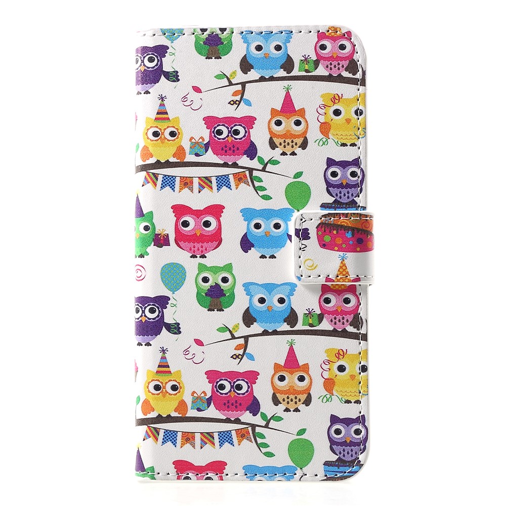 Patterned Card Holder Stand Leather Case for Huawei P30 - Multiple Cute Owls-3