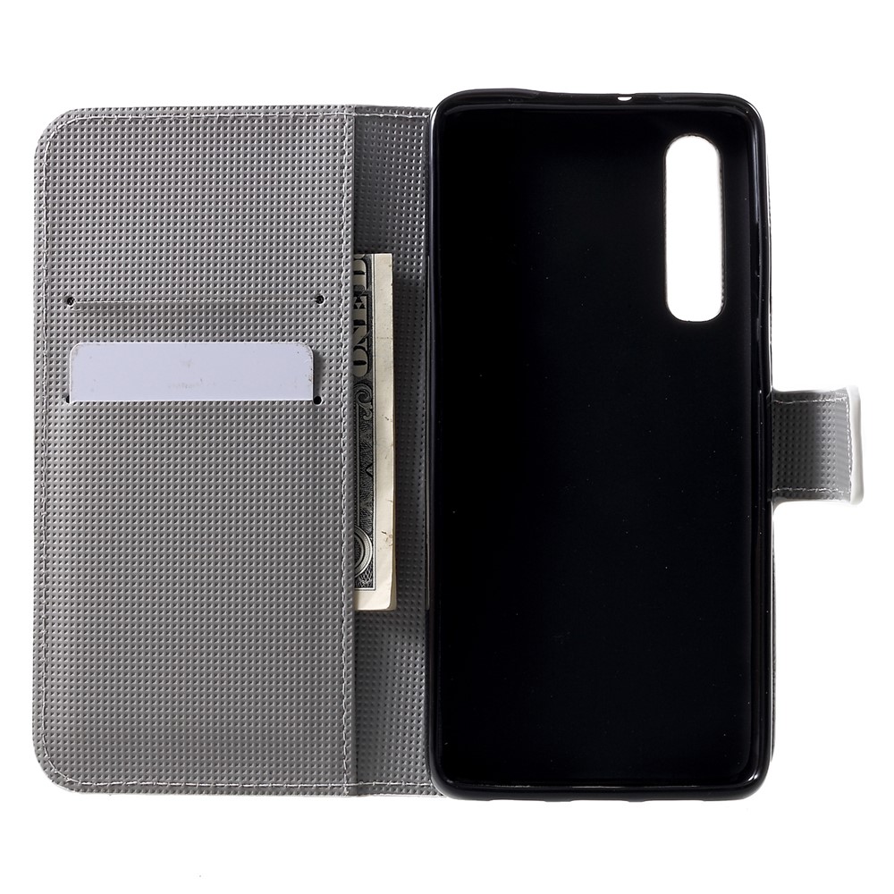 Patterned Card Holder Stand Leather Case for Huawei P30 - Multiple Cute Owls-5