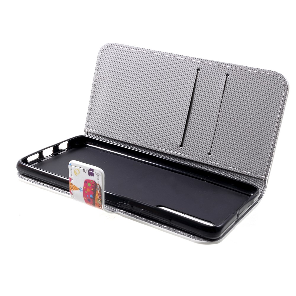Patterned Card Holder Stand Leather Case for Huawei P30 - Multiple Cute Owls-6
