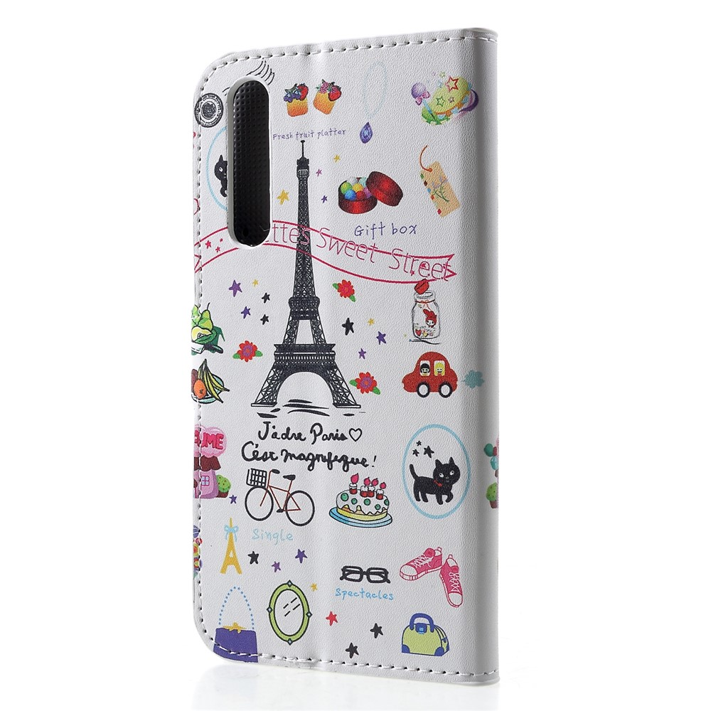 Patterned Card Holder Stand Leather Shell for Huawei P30 - Palettes Sweet Street-2