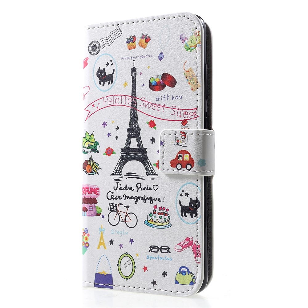 Patterned Card Holder Stand Leather Shell for Huawei P30 - Palettes Sweet Street-3