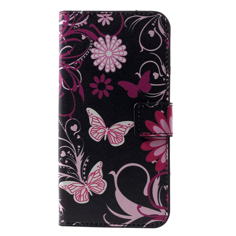 Patterned Card Holder Stand Leather Accessory Case for Huawei P30 - Butterfly Flower-1