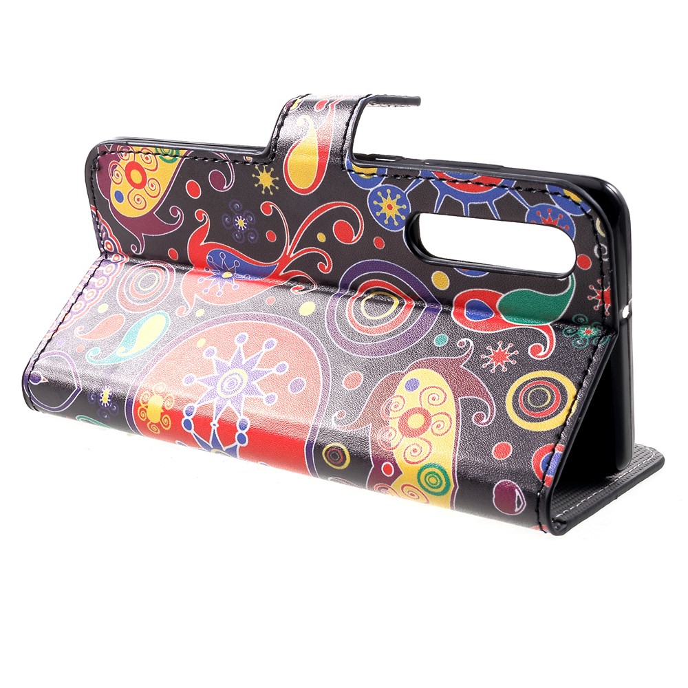 Patterned Card Holder Stand Leather Accessory Casing Shell for Huawei P30 - Vintage Pattern-4