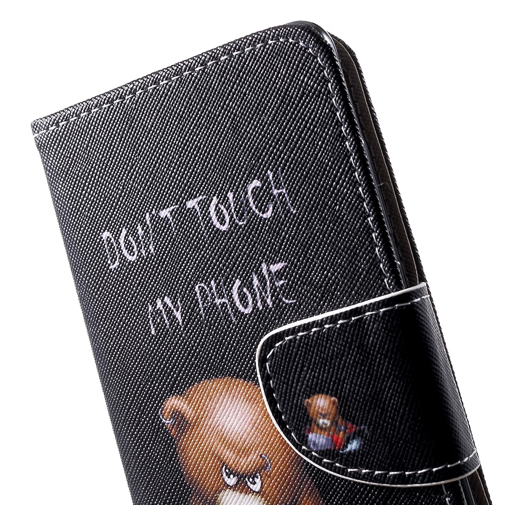 Cross Texture Pattern Printing Leather Wallet Case for Huawei P30 - Angry Bear and Warning-6