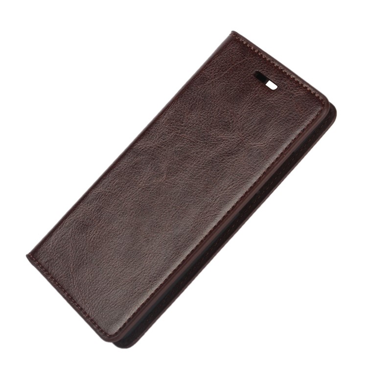 Crazy Horse Wallet Stand Genuine Leather Case Shell for Huawei P9 - Coffee-2
