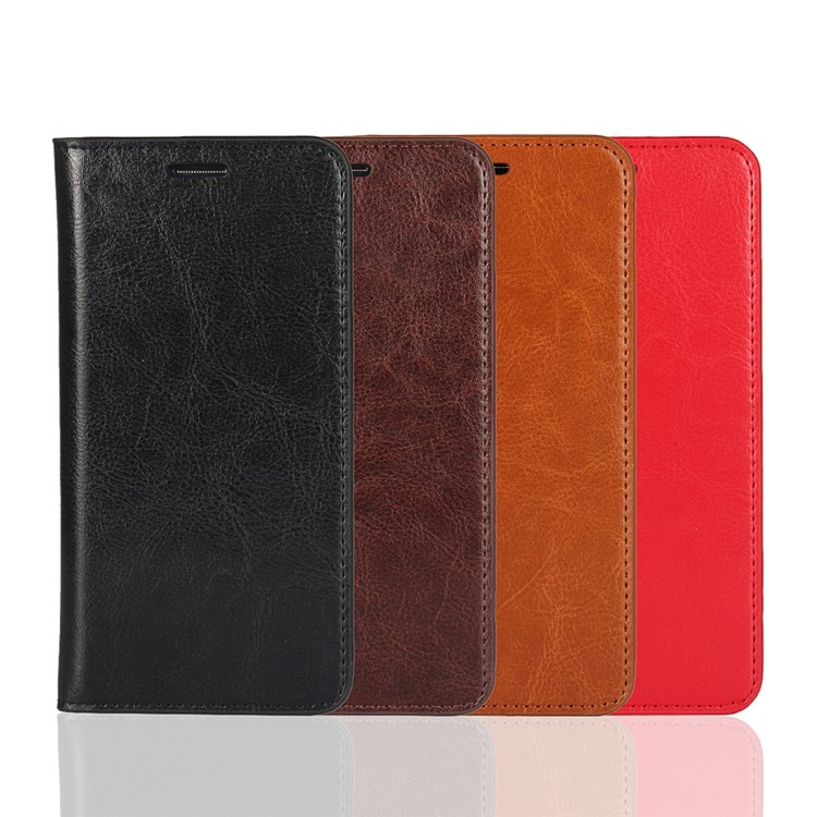 Crazy Horse Wallet Stand Genuine Leather Case Shell for Huawei P9 - Coffee-6